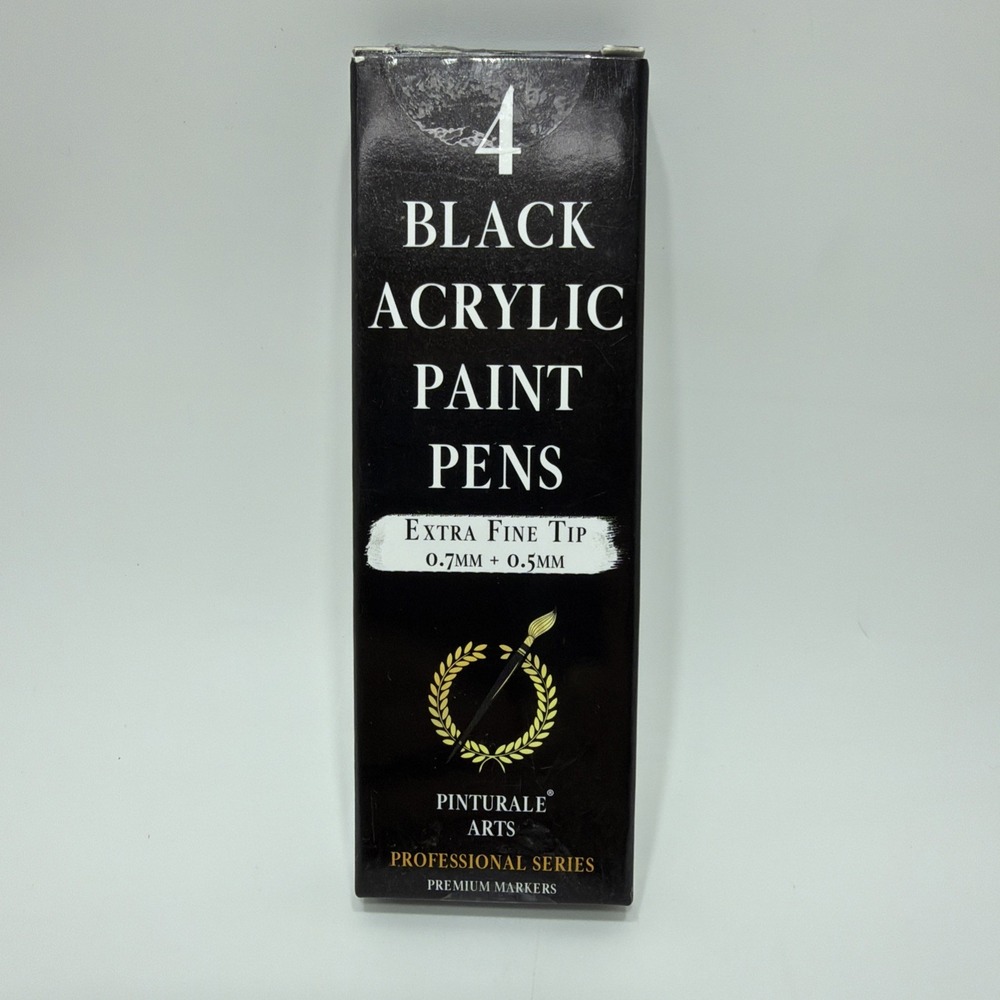 Black Paint Pen Fine Tip | Set 4 Black Acrylic Paint Marker 0,7mm Tip | For Cera